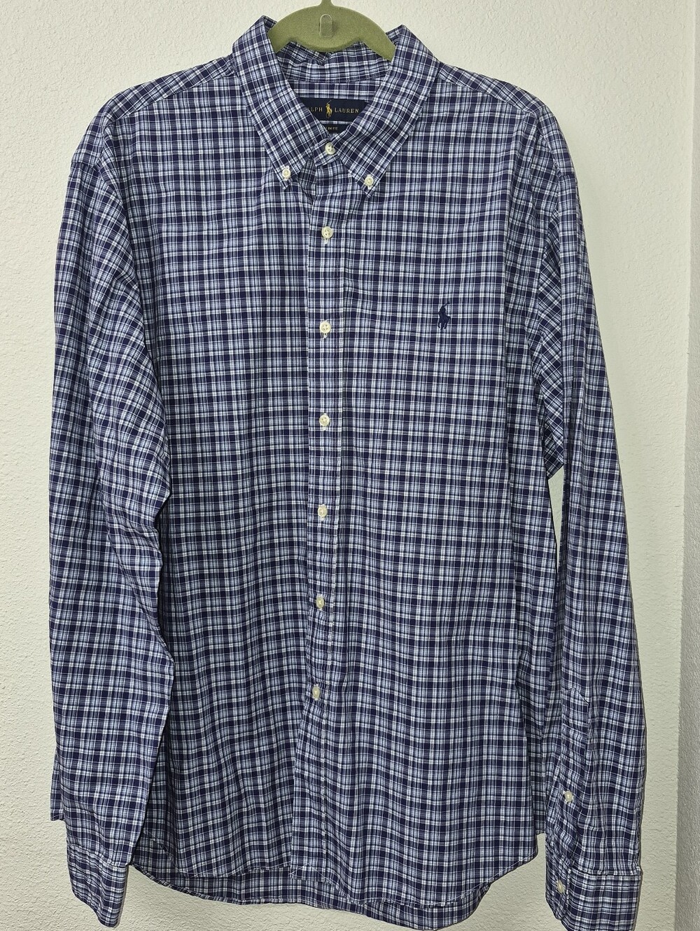 Polo by Ralph Lauren Blue and White Plaid Button-Down Shirt Slim Fit